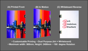 GLASS BOARD NON MAGNETIC HINGED SYSTEM 600 X 900MM SINGLE PANEL
